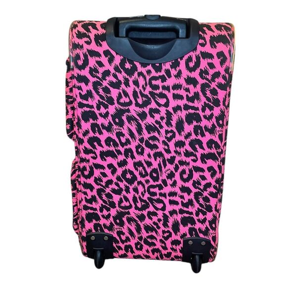 Victorias Secret Love Pink Leopard Rolling Duffle Bag Suitcase Y2K Travel Bag - Picture 4 of 16